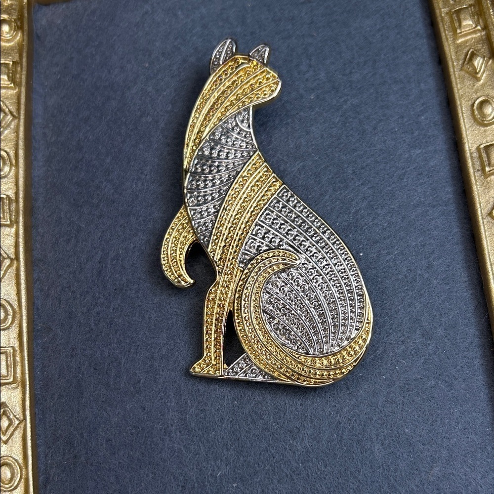 Gold and Silver Cat Brooch